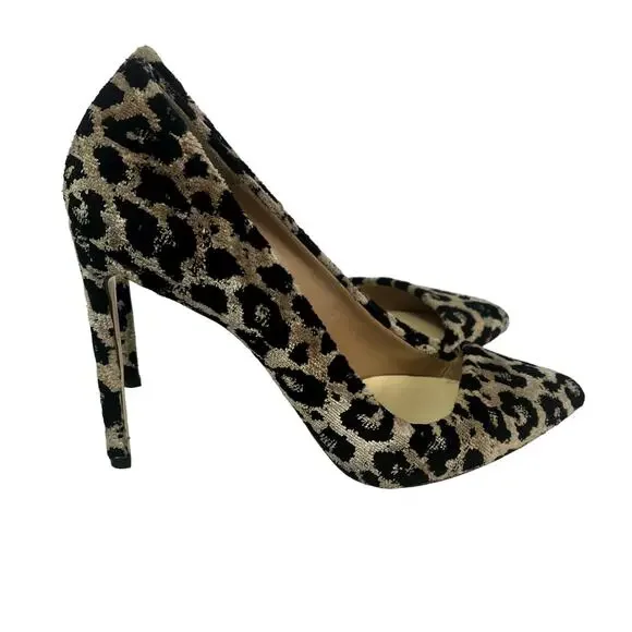 Francensco Russo Pumps Woman 11 Velvet Leopard Print Stiletto Heels Italy Made - Picture 5 of 16